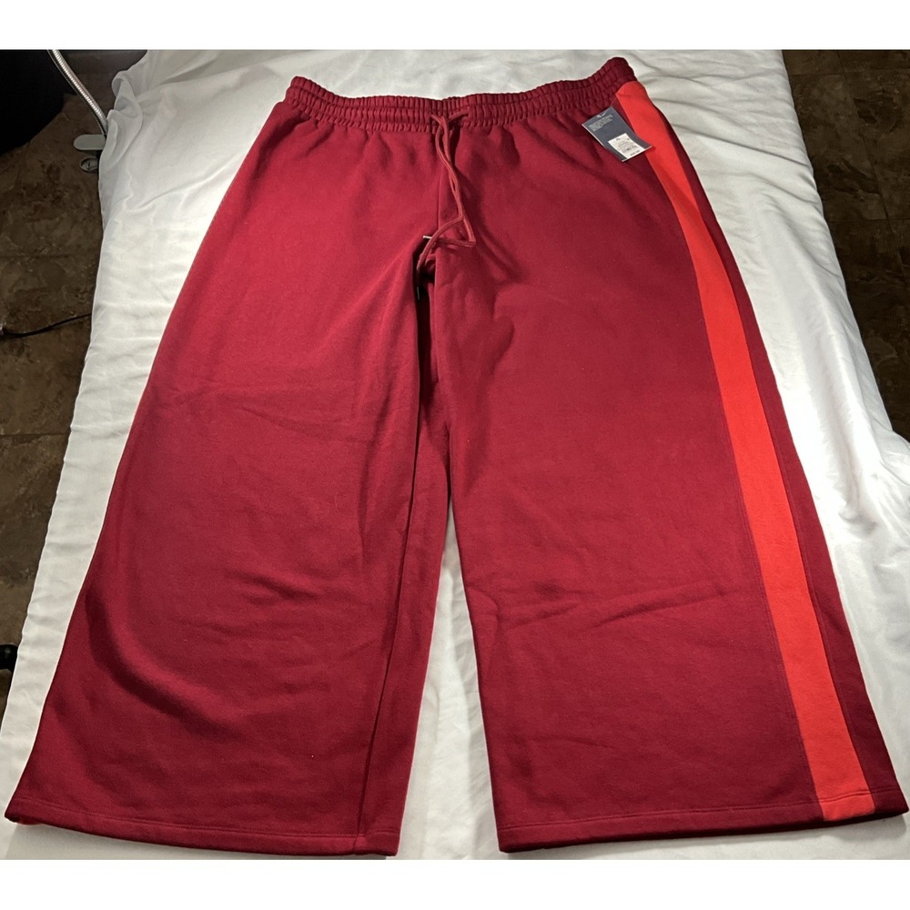Universal Thread Pants Womens XL Red Colorblock Fleece Wide Leg Sweatpants